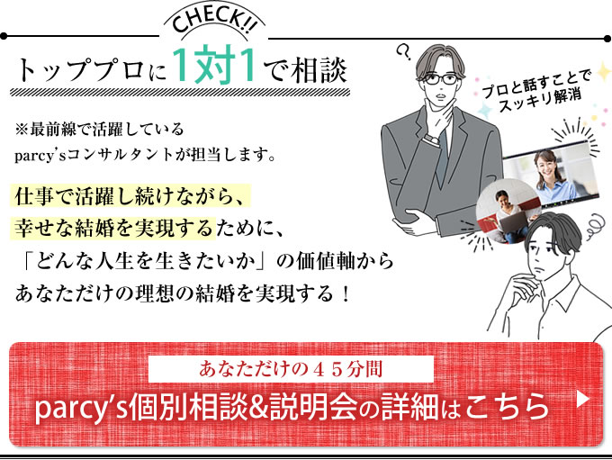 男女関係のトッププロに1対1で相談parcy's個別相談&説明会はこちら